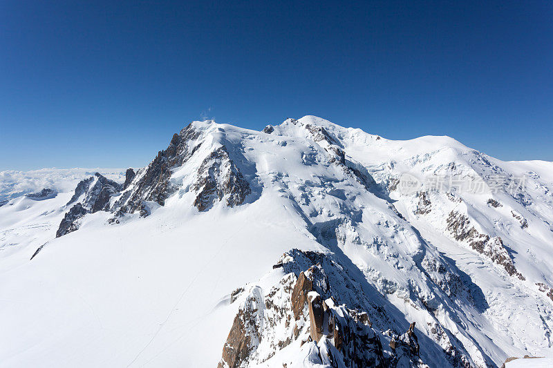 勃朗峰从法国夏蒙尼的Aiguille du Midi出发